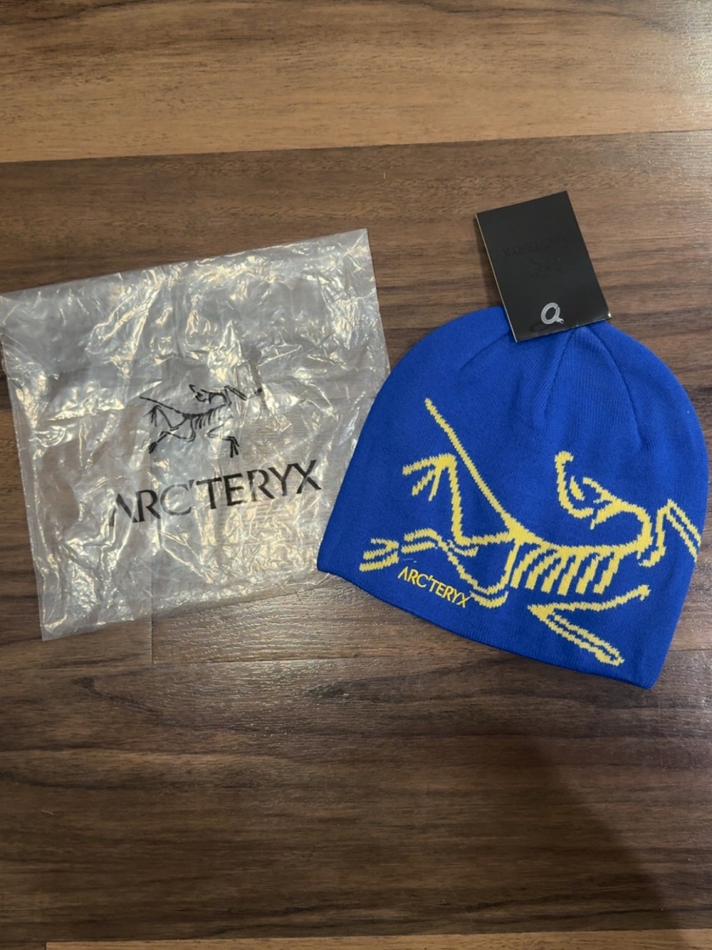 Arc'teryx Blue Beanie with Yellow Skeleton Logo